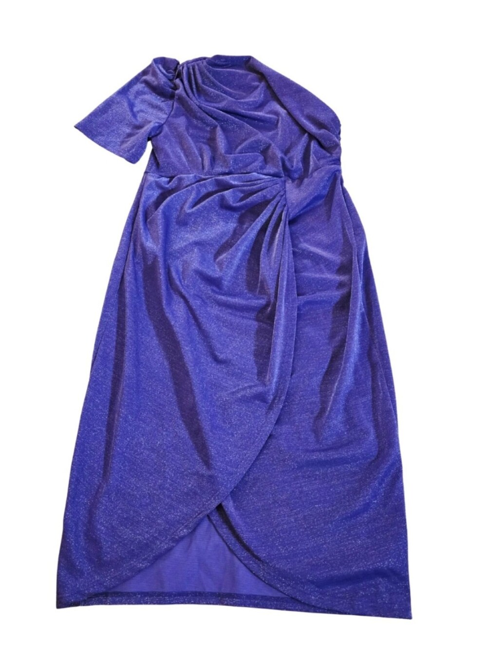 Elegant One-Shoulder Purple Wrap Maxi Dress